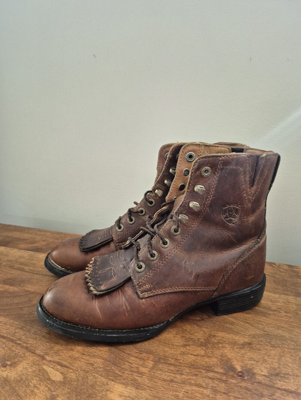 Ariat Size 5.5 Leather Western Heritage Lacer Boot Distressed Brown